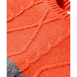 Babyhug Cotton Knit Full Sleeves Color Block Sweater Set - Orange & Grey