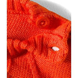 Babyhug Cotton Knit Full Sleeves Color Block Sweater Set - Orange & Grey