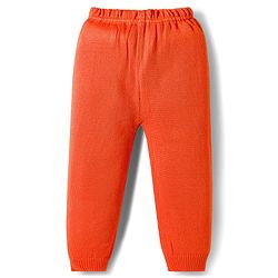 Babyhug Cotton Knit Full Sleeves Sweater Set With Stripes - Orange & White