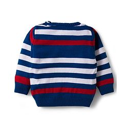 Babyhug Knit Full Sleeves Sweater Set with Stripe Design - Navy Blue