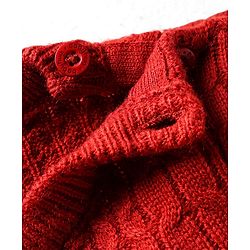Babyhug Knit Full Sleeves Pullover Sweater with Cable Knit Design & Patch Detailing - Rust Orange