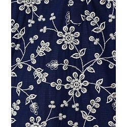 Babyhug Woven Full Sleeves Kurta Pajama Set With Floral Embroidery - Navy Blue