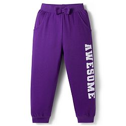 Babyhug Terry Knit Full Sleeves Hooded Top & Lounge Pant Set - Purple