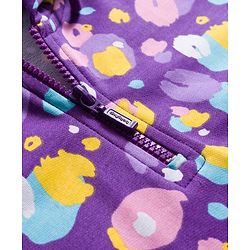 Babyhug Terry Knit Full Sleeves Hooded Top & Lounge Pant Set - Purple