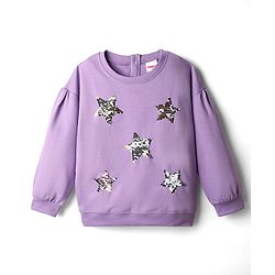 Babyhug Terry Knit Full Sleeves Tops and Skirt Set with Star Print - Purple