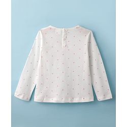 Babyhug Single Jersey Knit Full Sleeves Top and Mesh Skirt With Polka Dot & Bow Print - White & Pink