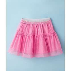 Babyhug Single Jersey Knit Full Sleeves Top and Mesh Skirt With Polka Dot & Bow Print - White & Pink