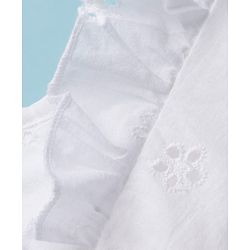 Babyhug Knit Schiffli Sleeveless Top and Terry Lounge Pant Set with Front Buttons & Frill Detailing - Pink & White
