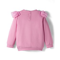 Babyhug Single Jersey Knit  Full Sleeves Top and Skirt With Frill Detailing & Sequin Cherry Design - Pink & Navy Blue