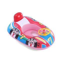Babyhug Inflatable Swimming Ring  Pink | For 3+ years Boys & Girls| Durable Vinyl Pool Float| Swimming Ride On with Steering Wheel