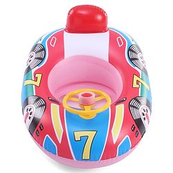 Babyhug Inflatable Swimming Ring  Pink | For 3+ years Boys & Girls| Durable Vinyl Pool Float| Swimming Ride On with Steering Wheel