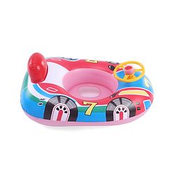 Babyhug Inflatable Swimming Ring  Pink | For 3+ years Boys & Girls| Durable Vinyl Pool Float| Swimming Ride On with Steering Wheel