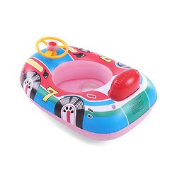 Babyhug Inflatable Swimming Ring  Pink | For 3+ years Boys & Girls| Durable Vinyl Pool Float| Swimming Ride On with Steering Wheel
