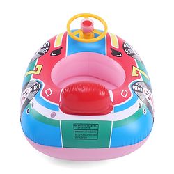 Babyhug Inflatable Swimming Ring  Pink | For 3+ years Boys & Girls| Durable Vinyl Pool Float| Swimming Ride On with Steering Wheel