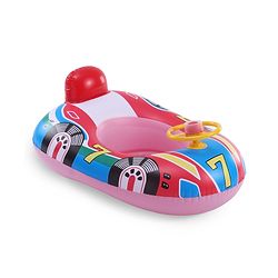 Babyhug Inflatable Swimming Ring  Pink | For 3+ years Boys & Girls| Durable Vinyl Pool Float| Swimming Ride On with Steering Wheel