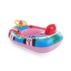 Babyhug Inflatable Swimming Ring  Pink | For 3+ years Boys & Girls| Durable Vinyl Pool Float| Swimming Ride On with Steering Wheel