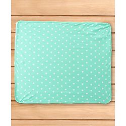 Babyhug Cotton Interlock Knit Hooded Wrapper with Polka Dots Print L 76 x B 71.5 cm - Green