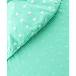 Babyhug Cotton Interlock Knit Hooded Wrapper with Polka Dots Print L 76 x B 71.5 cm - Green