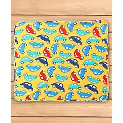 Babyhug Cotton Interlock Knit Hooded Wrapper with Vehicle Print L 76 x B 71.5 cm - Yellow