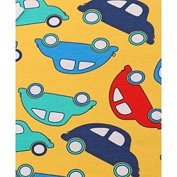 Babyhug Cotton Interlock Knit Hooded Wrapper with Vehicle Print L 76 x B 71.5 cm - Yellow