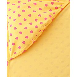 Babyhug Cotton Interlock Knit Hooded Wrapper with Hearts Print L 76 x B 71.5 cm - Yellow