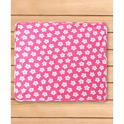 Babyhug Cotton Interlock Knit Hooded Wrapper with Floral Print L 76 x B 71.5 cm - Pink