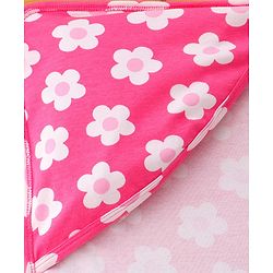 Babyhug Cotton Interlock Knit Hooded Wrapper with Floral Print L 76 x B 71.5 cm - Pink