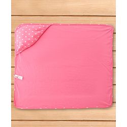Babyhug Cotton Interlock Knit Hooded Wrapper with Polka Dots Print L 76 x B 71.5 cm - Pink
