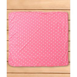 Babyhug Cotton Interlock Knit Hooded Wrapper with Polka Dots Print L 76 x B 71.5 cm - Pink