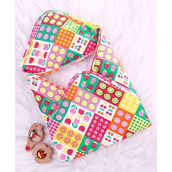 Babyhug Cotton Interlock Knit Hooded Wrapper with Tropical Theme Printed L 76 x B 73 cm - White