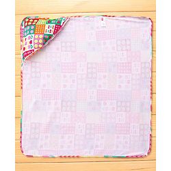 Babyhug Cotton Interlock Knit Hooded Wrapper with Tropical Theme Printed L 76 x B 73 cm - White