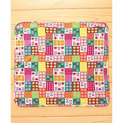 Babyhug Cotton Interlock Knit Hooded Wrapper with Tropical Theme Printed L 76 x B 73 cm - White
