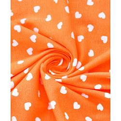 Babyhug Cotton Interlock Knit Hooded Wrapper with Heart Print L 75 x B 74 cm - Orange