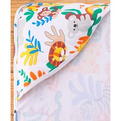 Babyhug Cotton Knit Hooded  Wrapper With Animal Print L 75 x B 70 cm - Yellow