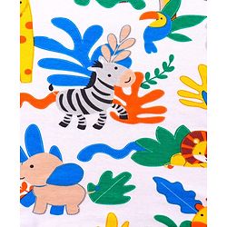Babyhug Cotton Knit Hooded  Wrapper With Animal Print L 75 x B 70 cm - Yellow