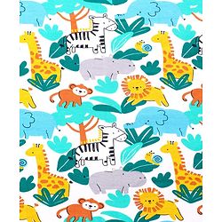 Babyhug Cotton Knit Hooded Wrapper With Animal Print L 75 x B 70 cm - White