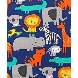 Babyhug Cotton Interlock Knit Hooded Wrapper with Animal Print L 76 x B 73 cm - Navy Blue