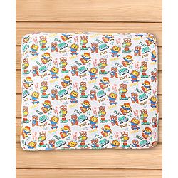 Babyhug Cotton Interlock Knit Hooded Wrapper with Animal Print L 76 x B 71.5 cm - White
