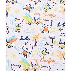 Babyhug Interlock 100% Cotton Knit Hooded Wrapper Beach Theme Print L 75 x B 72 cm - White