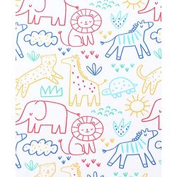 Babyhug Interlock Cotton Knit Hooded Wrapper Jungle Theme Print L 75 x B 72 cm - White