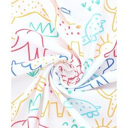 Babyhug Interlock Cotton Knit Hooded Wrapper Jungle Theme Print L 75 x B 72 cm - White