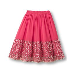 Babyhug Georgett Woven Half Sleeves Choli Lehenega & Dupatta Set With Floral Embriodery & Sequin Detailing - Red