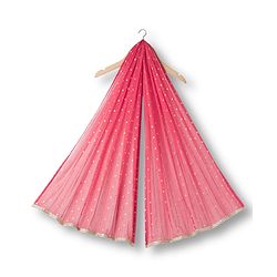 Babyhug Georgett Woven Half Sleeves Choli Lehenega & Dupatta Set With Floral Embriodery & Sequin Detailing - Red