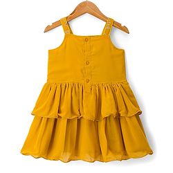 Babyhug Georgette Woven Sleeveless Embroidered Kurti Patiala Set with Dupatta - Yellow