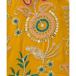 Babyhug Georgette Woven Sleeveless Embroidered Kurti Patiala Set with Dupatta - Yellow