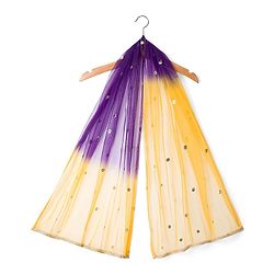 Babyhug Net Woven Half Sleeves Net Embroidered Choli Lehenga & Dupatta Set With Sequin Detailing - Purple & Yellow