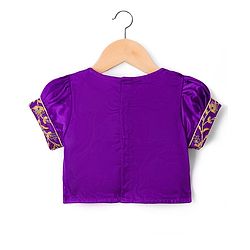Babyhug Net Woven Half Sleeves Net Embroidered Choli Lehenga & Dupatta Set With Sequin Detailing - Purple & Yellow