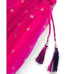 Babyhug Woven Sleeveless Embroidered Choli Lehenga Set with Dupatta - Dark Pink & Blue