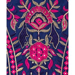 Babyhug Woven Sleeveless Embroidered Choli Lehenga Set with Dupatta - Dark Pink & Blue