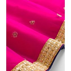Babyhug Woven Sleeveless Embroidered Choli Lehenga Set with Dupatta - Dark Pink & Blue